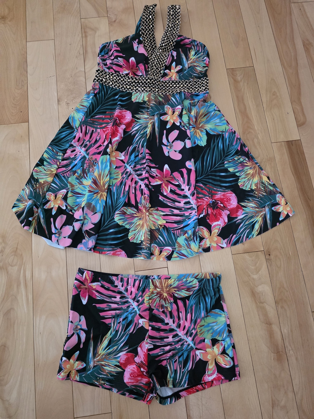 Swimdress with boy shorts swim suit Sz L *new*